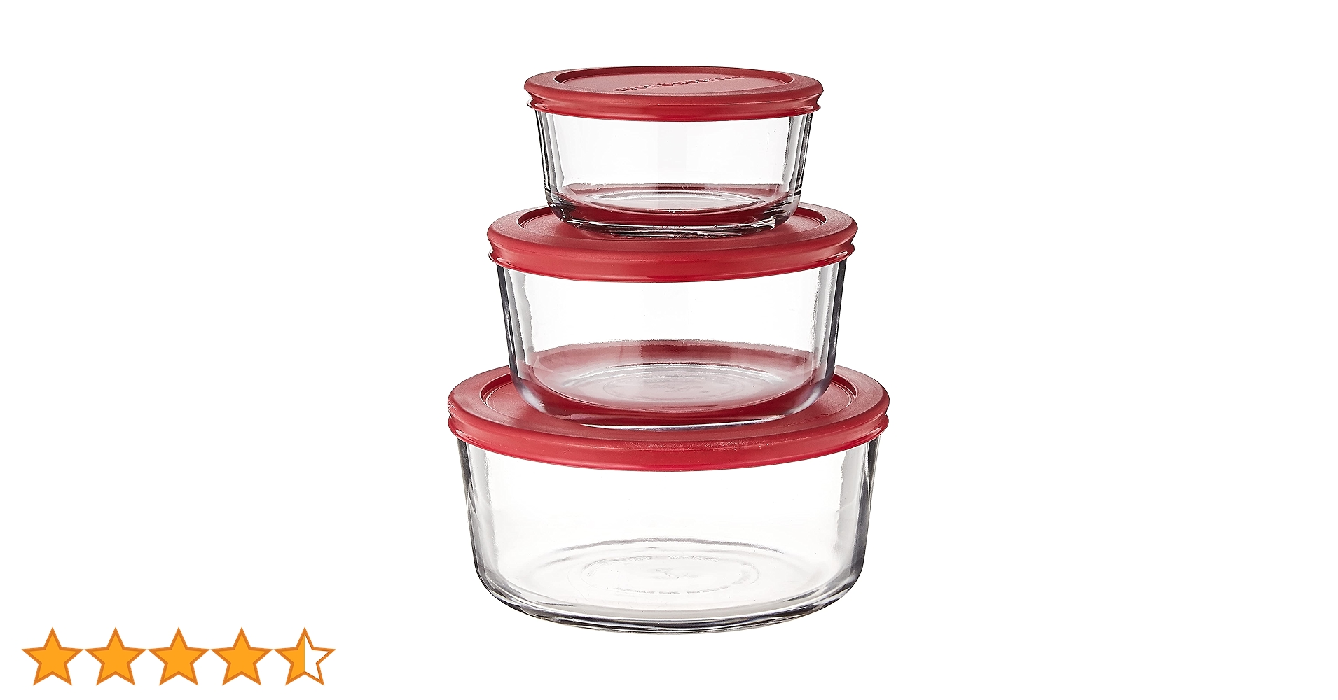 Amazon｜Anchor Hocking クラシックガラス食品保存容器 蓋付き レッド